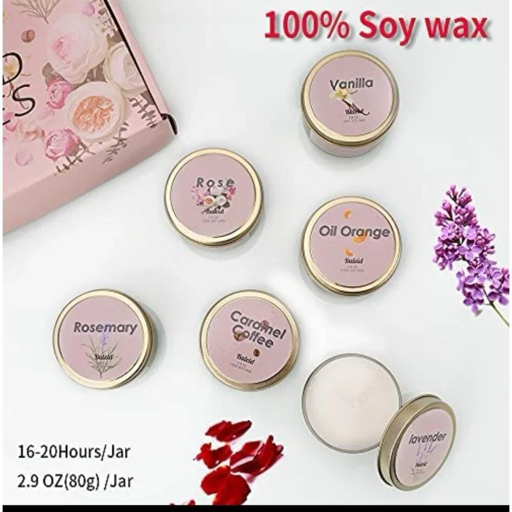 Baleid Flower Scented Candles Gift Set of 12 Pack Bulk Natural Soy Wax 4 OZ